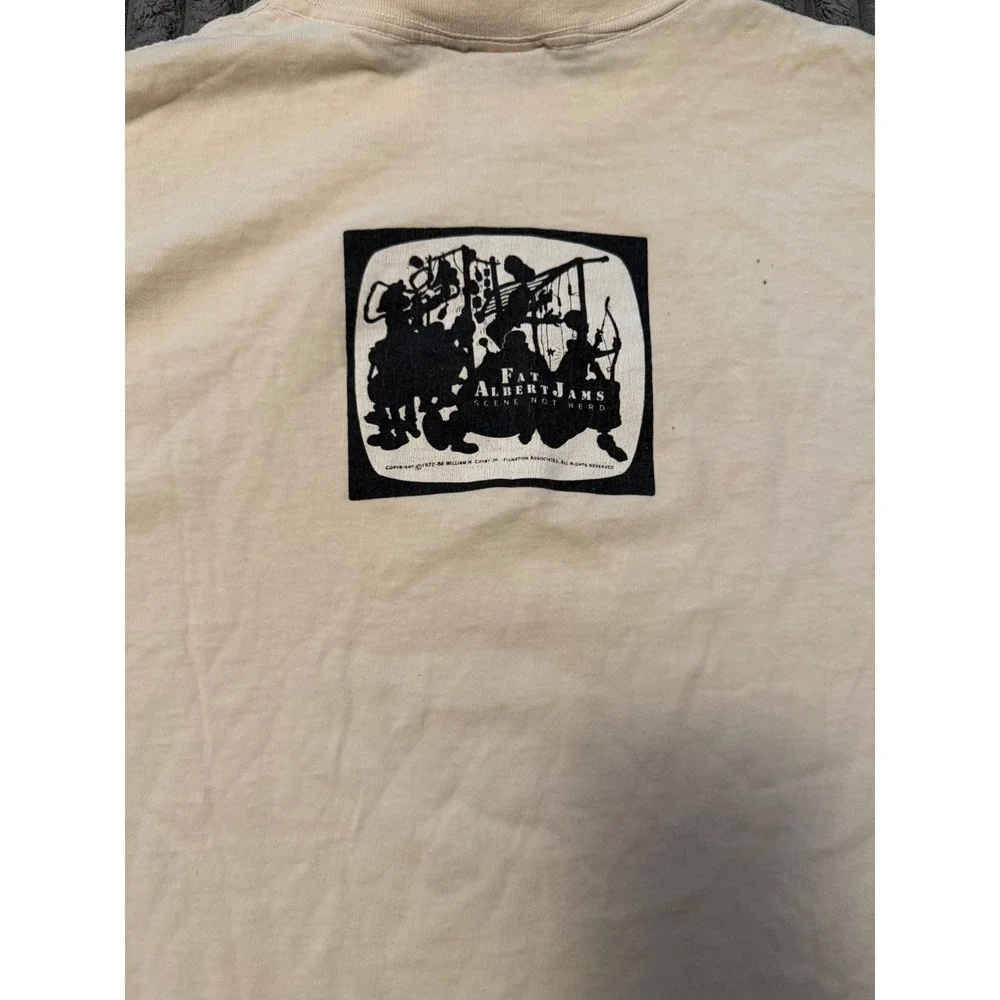 Scene Not Herd Fat Albert Jams Hey Hey Hey Vintage Graphic T-Shirt Cream Mens L